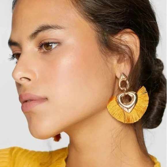 NWT Gold & Yellow Tassel Earrings - Picture 2 of 3